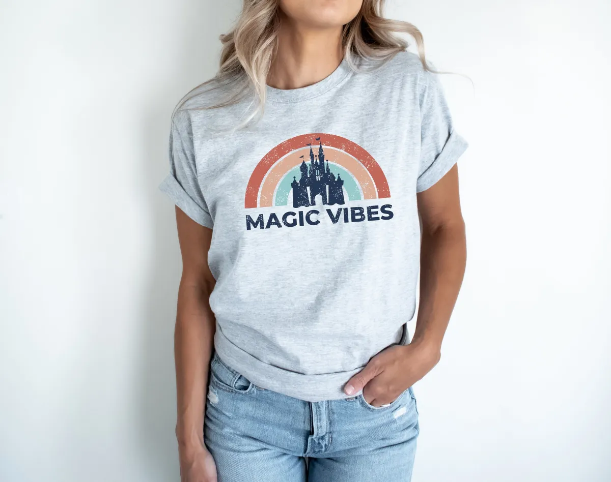 Magic Vibes Shirt, Cute Vacation Shirt for Disney, Unisex Tees,Magic Vibes V-Neck, Vacation Top for Disney, Matching Vacation Tops TShirt