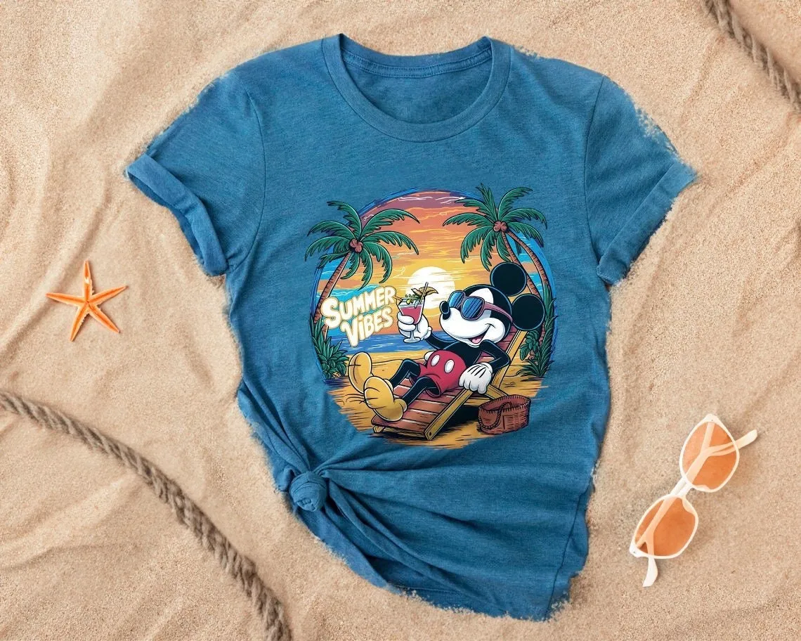 Mickey Summer Vibes Shirt, Family Matching Summer Vacation Shirt, Summer Trip Tee, Mickey Mouse Beach Shirt, Disney Family Summer Vibes Tee