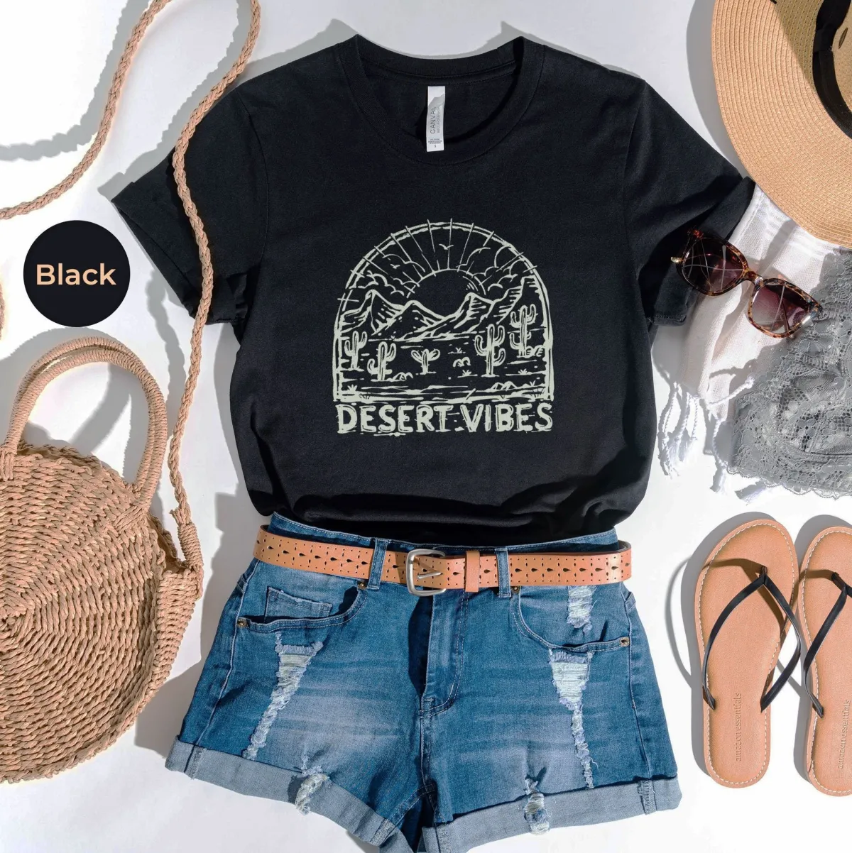 Desert Vibes, Southwestern Themed T Shirt, Hiking Tees, Boho Shirts, Wilderness Graphic Tee, Cool Outdoors Print, Cactus Art, Sun Art