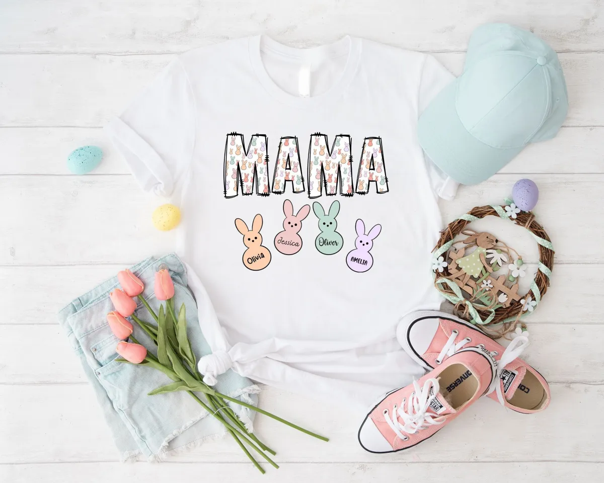 Easter Mama Shirt, Custom Mom Gift, Easter Gift for Mom, Custom Easter Shirt, Personalized Mom Shirt With Kids Names, Easter Mom Shirt