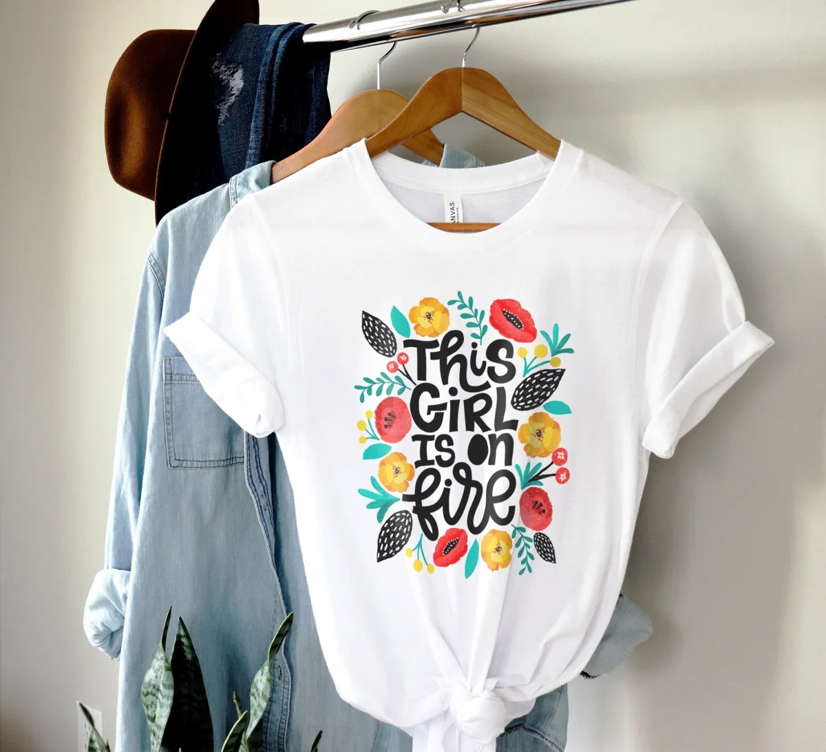 Wild Flower Bouquet Shirt, Best Gift for Friend , Gift For Her, Wildflower Tshirt, This Girl Is On Fire Tee, Floral Tshirt, Gift for Women