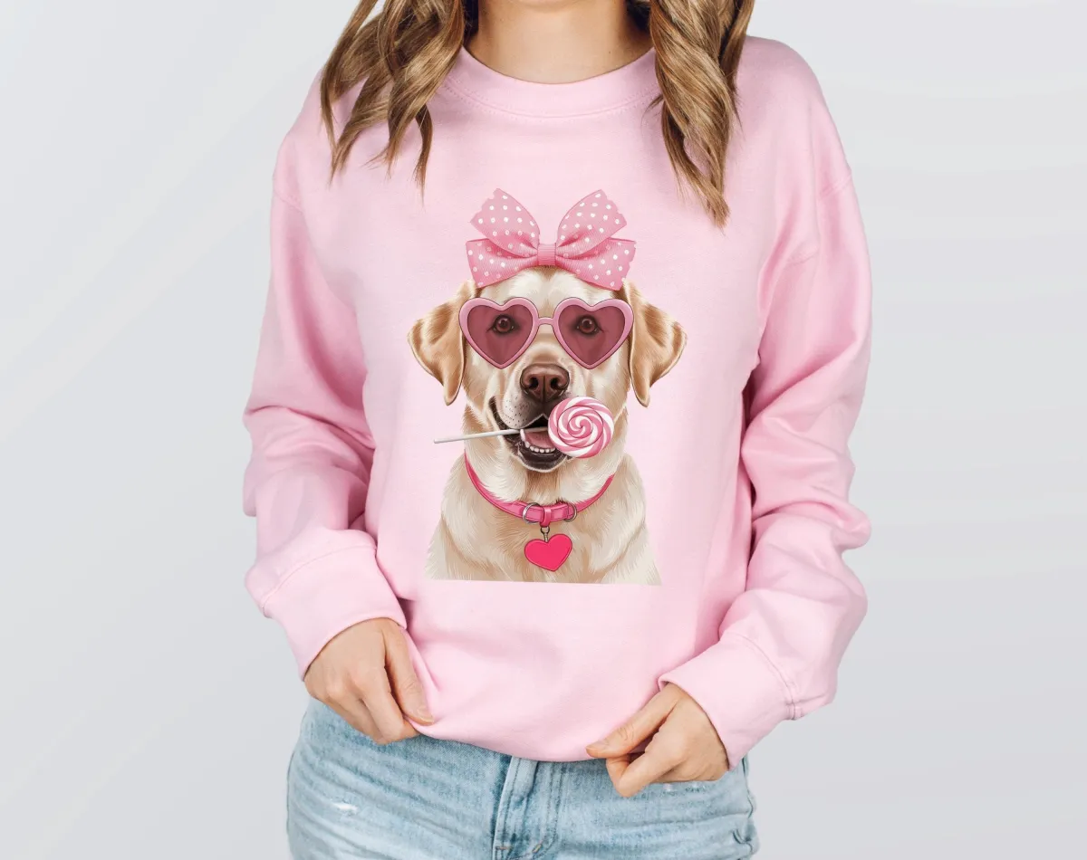 Golden Labrador Sweatshirt, Yellow Lab Valentine's Day Sweater, Labrador Retriever Mom Valentine Sweatshirt, Retriever Lover Heart Hoodie