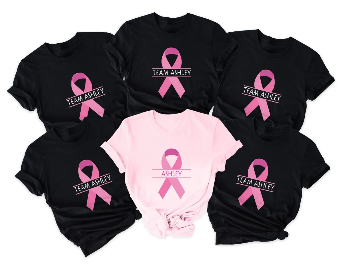 Personalized Team Cancer Shirt, Breast Cancer T-shirt, Cancer Awareness T-shirt, Cancer Support Team Shirt, Motivational Cancer Ribbon Shirt