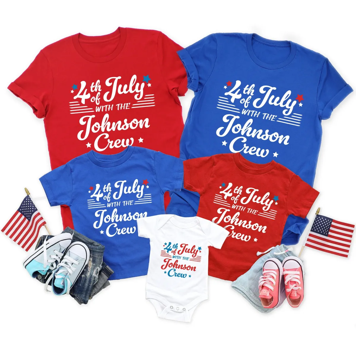 Personalized 4th of July Shirt Crew, Custom American Family Shirts, July 4th Gift Family T-Shirts, Fourth of July Shirt, 4th of July Shirt