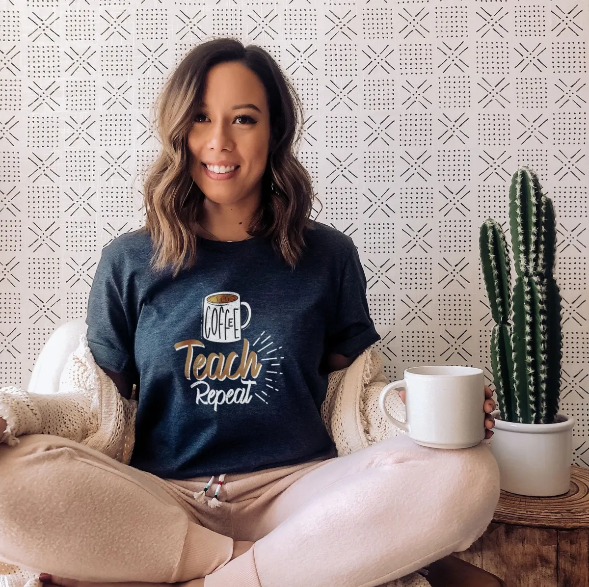 Coffee Teach Repeat Shirt, Teacher Shirt, Teacher Gift,Funny Teacher Shirt,Kindergarten Teacher, Teacher Appreciation, Teacher Gift
