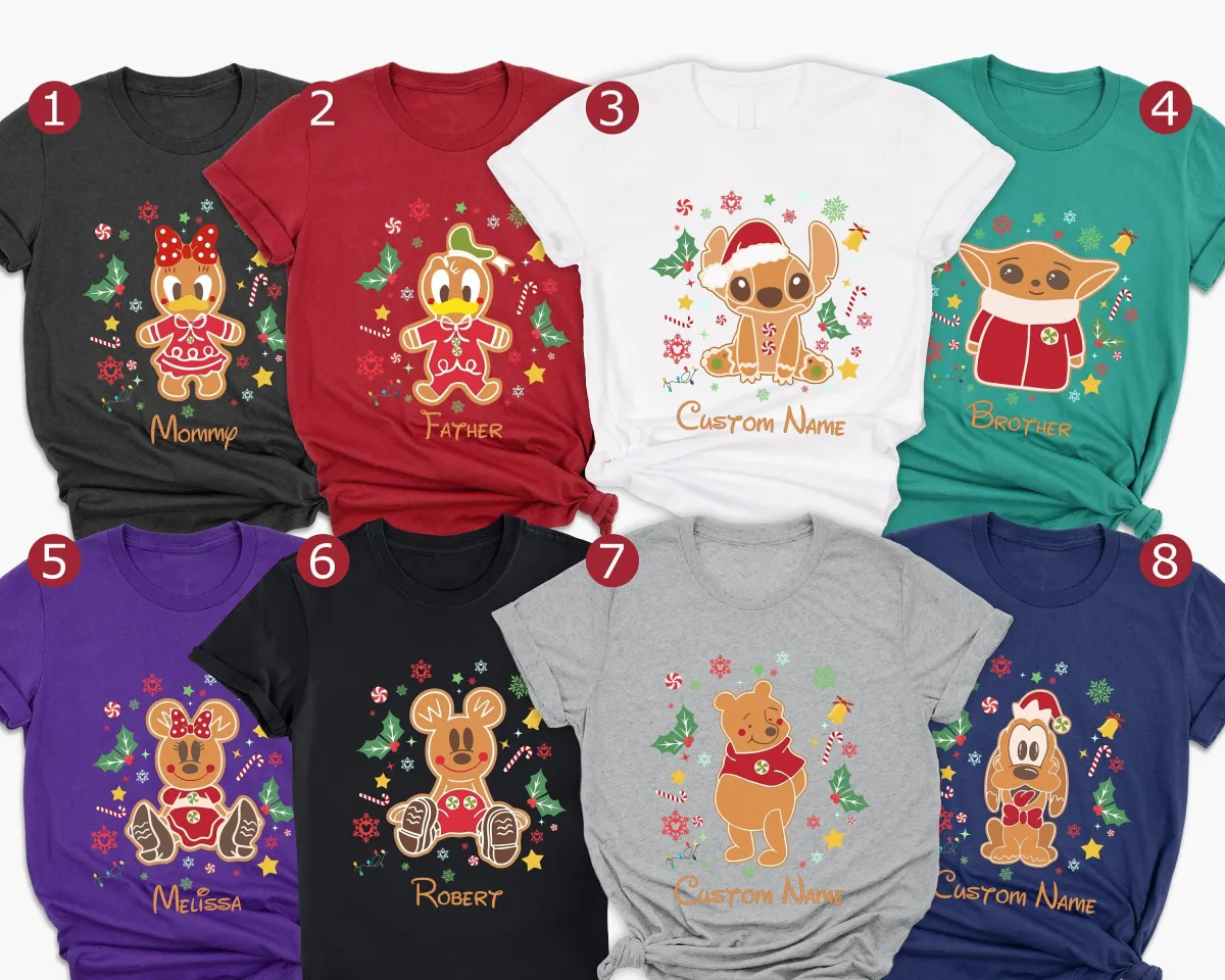 Custom Disney Gingerbread Shirt, Christmas Disney Family Shirt, Mickey Gingerbread T-Shirt, Christmas Gingerbread Cookie Shirt, Xmas Gift
