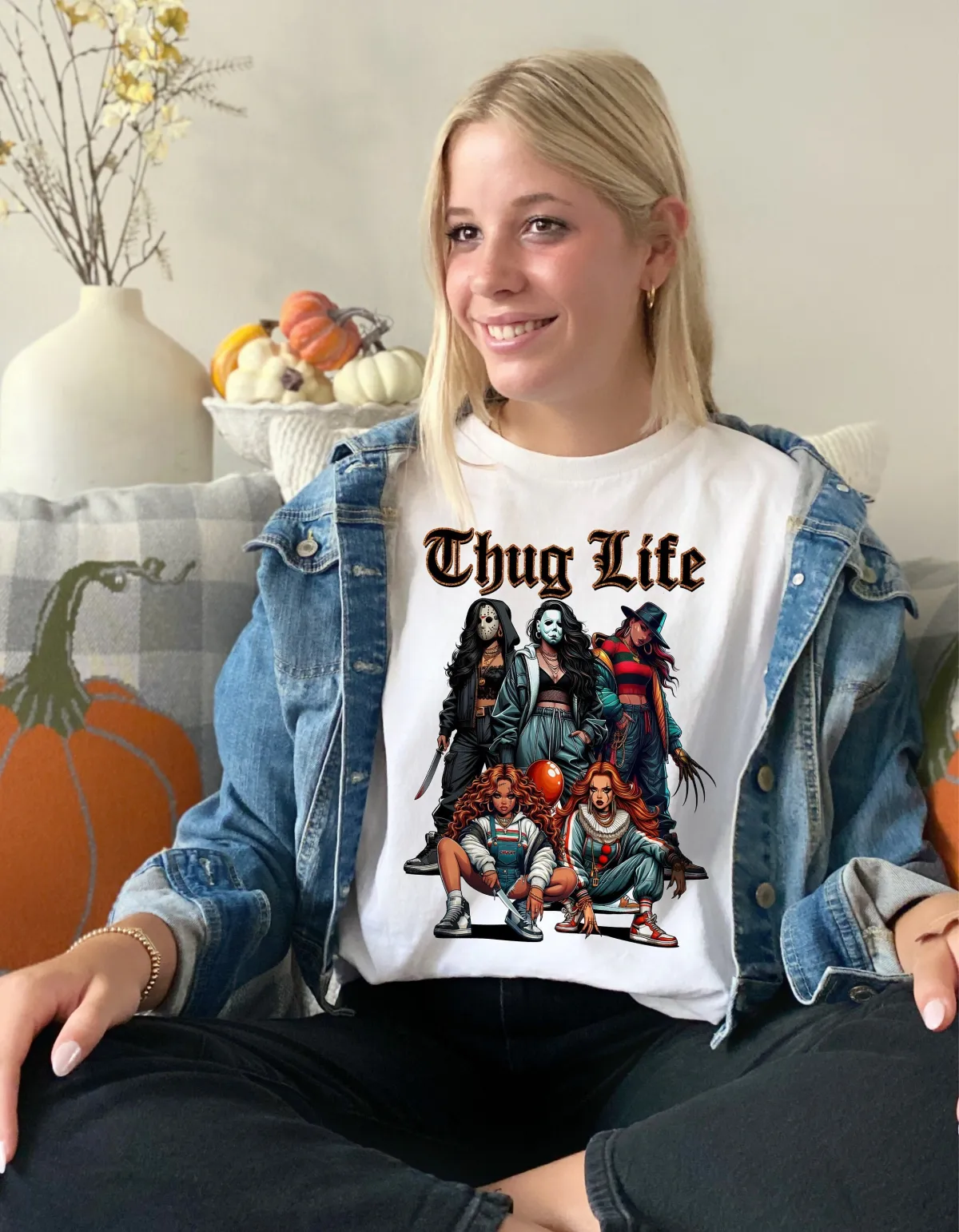 Lady Thug Life Shirt, Horror Halloween Shirt, Horror Characters Shirt, Trending Halloween Shirt, Killer Movie Series Shirt, Horror Shirt