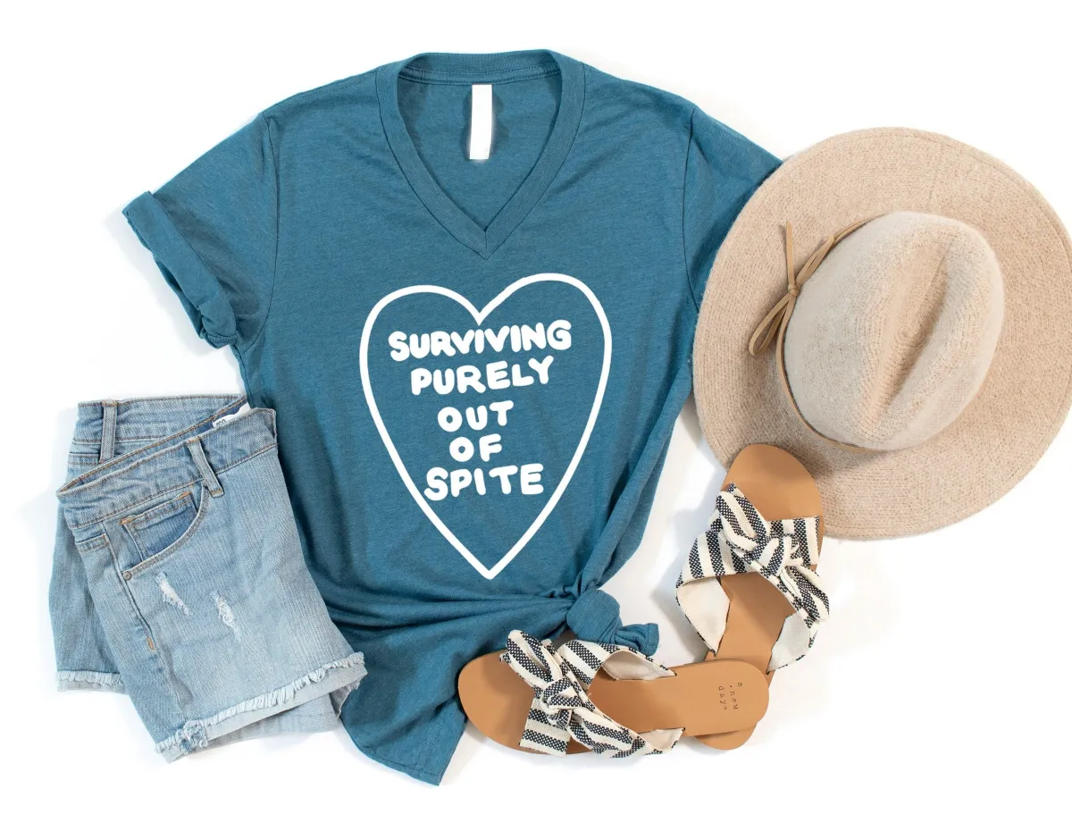 Surviving Purely Out Of Spite Shirt, Surviving T-shirt, Gift for Cancer Survivor, Gift for Survivor T-shirt, Survivor Gift Shirt