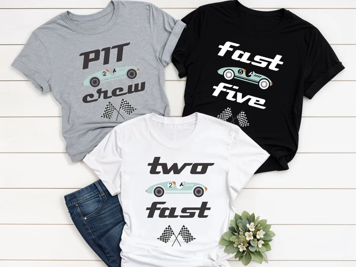 Race Car Birthday Shirt, 2nd Birthday Shirt, Custom Pit Crew Shirts, Fast Five Shirt, Birthday Boy Tee, Two Fast Birthday Shirt, Racing Tee