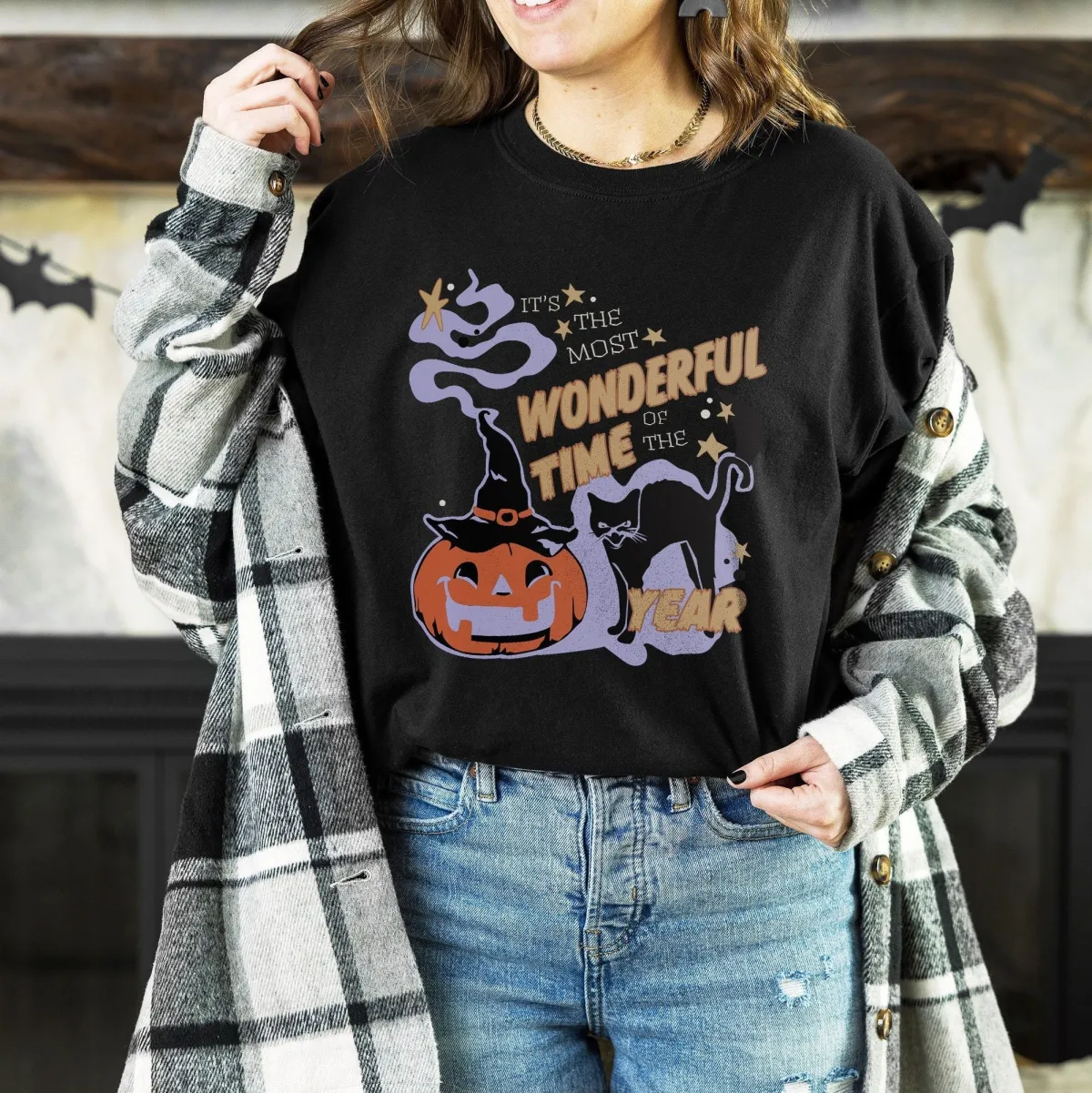 Vintage Halloween Shirt, Retro Halloween, It's the Most Wonderful Time of the Year, Black Cat, Pumpkin Shirt, Retro Fall shirt, Trending now