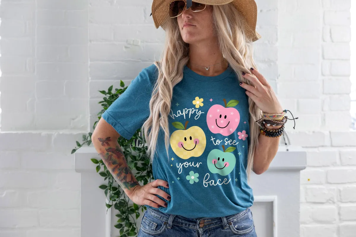 Happy To See Your Face Shirt, Teacher Back To School Tee, Positive Classroom T-Shirt, Cute Teacher Student Gift Top, Fun Teaching T-Shirt