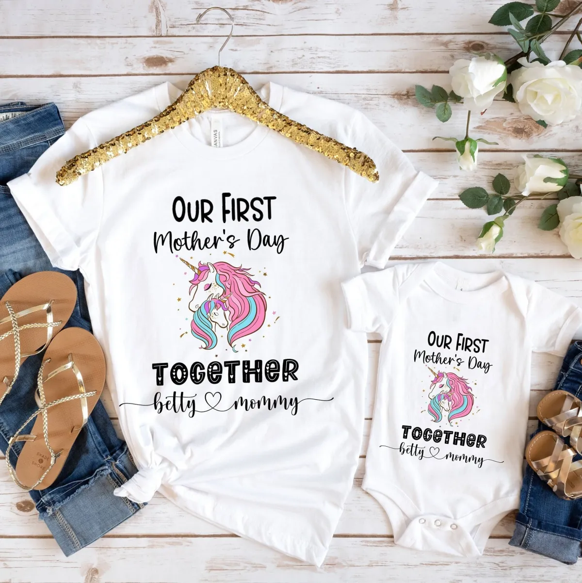 Our First Mother's Day Shirts, Matching Mommy And Me Shirt, Custom Mother's Day Shirt, Unicorn Mommy And Me Shirt, 1st Mothers Day Outfit