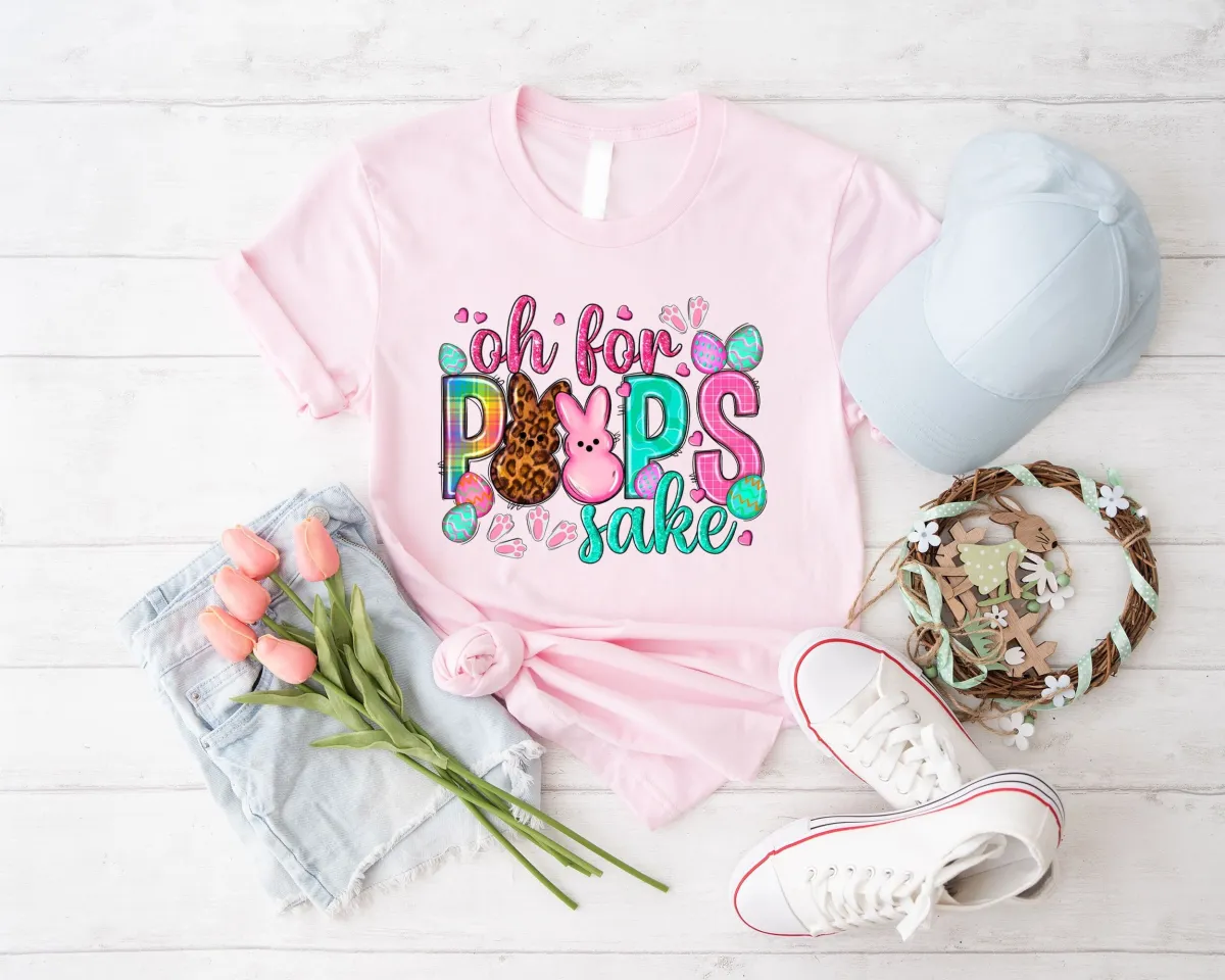 Oh for Peeps Sake Shirt, Easter Shirt Gift for Children, Funny Kids Easter Shirt, Christian Easter Shirt, Easter Bunny and Leopard Shirt