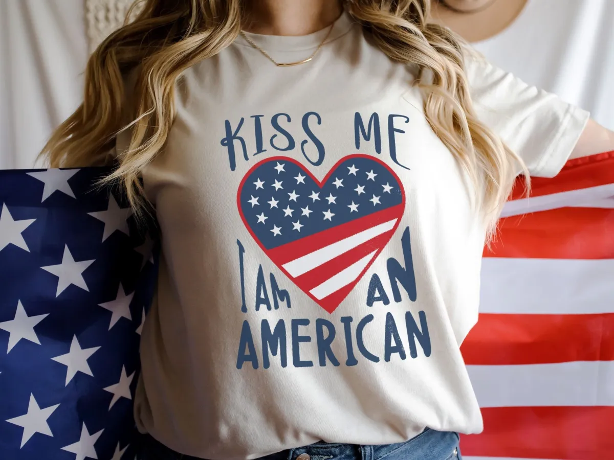 Kiss Me I'm American Shirt, 4th Of July Shirt, Fourth Of July T-shirt, Patriotic Shirt, Freedom Shirt, American Flag Shirt,USA Family Shirt