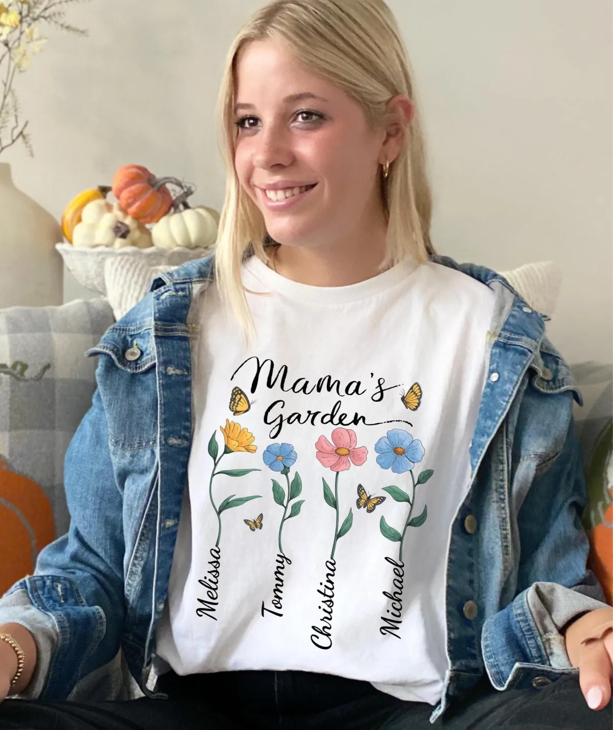 Custom Mama's Garden T-Shirt, Mama's Garden Shirt, Gift for Mom, Mother’s Day Shirt, Custom Mom T-shirt, Mother Day Tshirt, Floral Design
