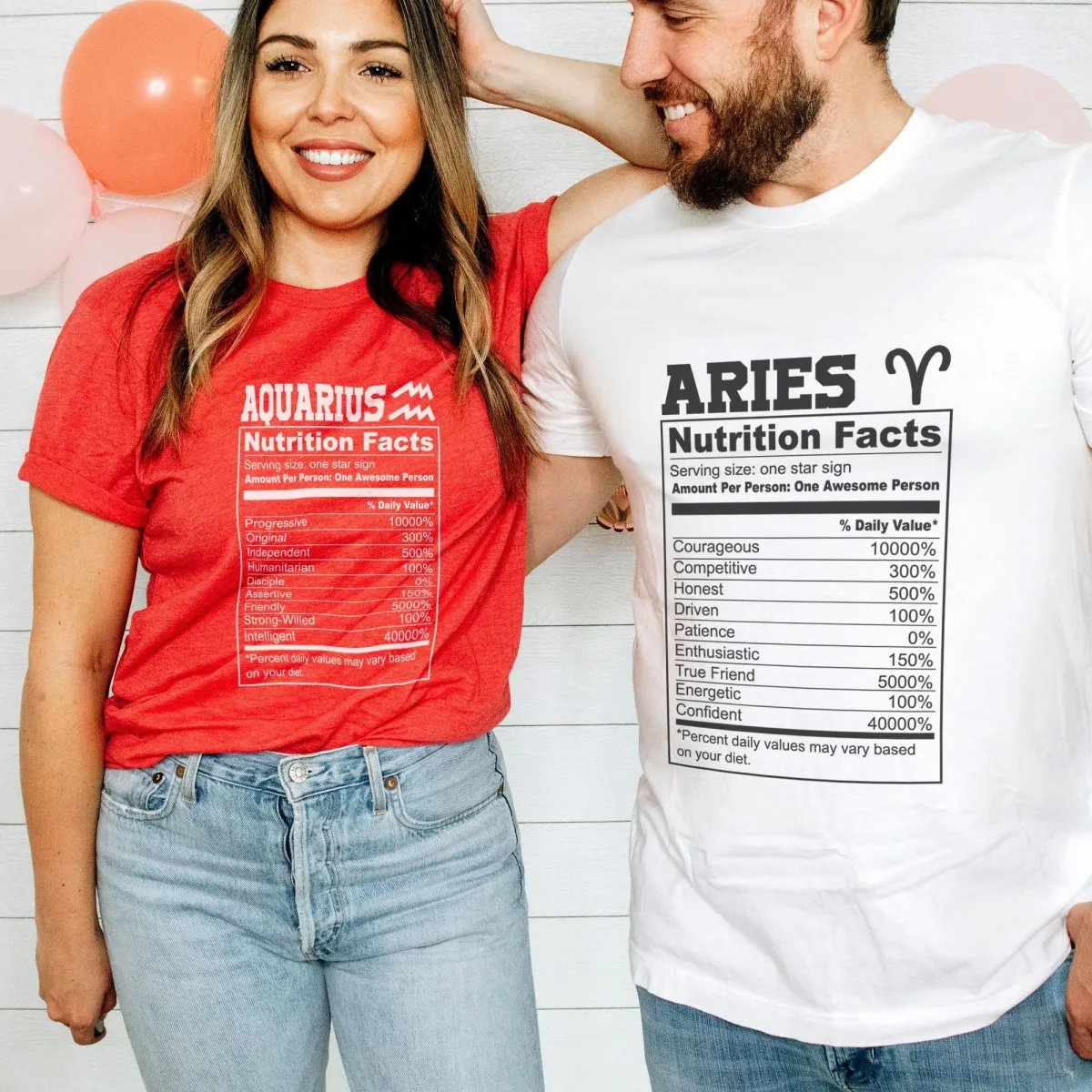 Zodiac Nutrition facts, Zodiac Shirt, Couple Astrology T-shirt, All of Horoscope, Birthday Gift for Interested in Astrology, Zodiac Sign