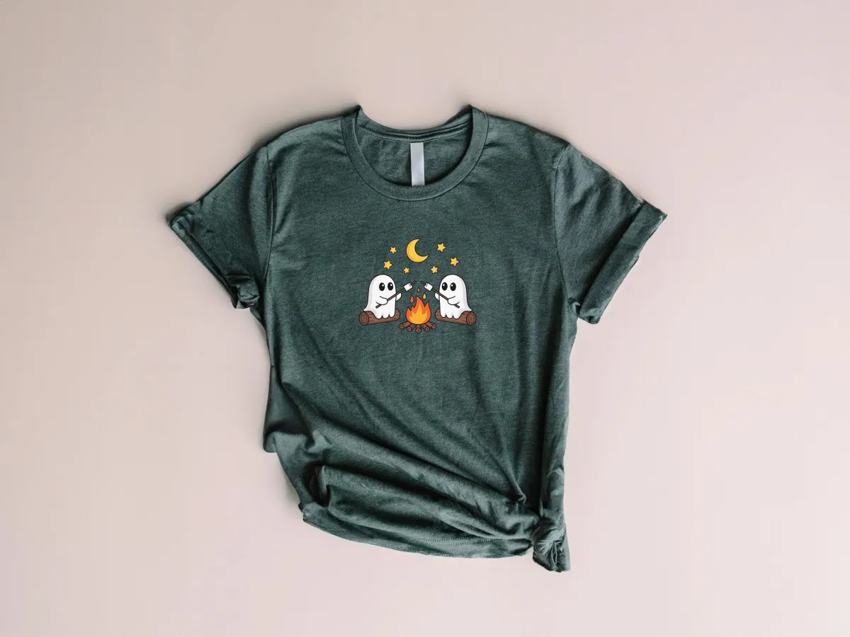 Cute Ghosts Camping Shirt, Halloween Ghost Campfire Tee, Spooky Marshmallow Ghost Shirt, Funny Fall Ghost Shirt, Camp Lover Tee, Boo Shirt