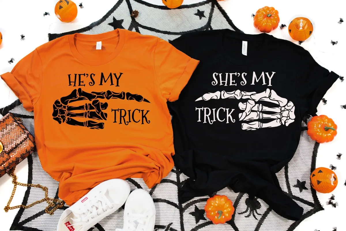 Halloween Couple Shirts, She's My Trick, He's My Treat, Trick or Treat,Couple Funny Tee,Family Matching Shirt,Matching Halloween Shirts