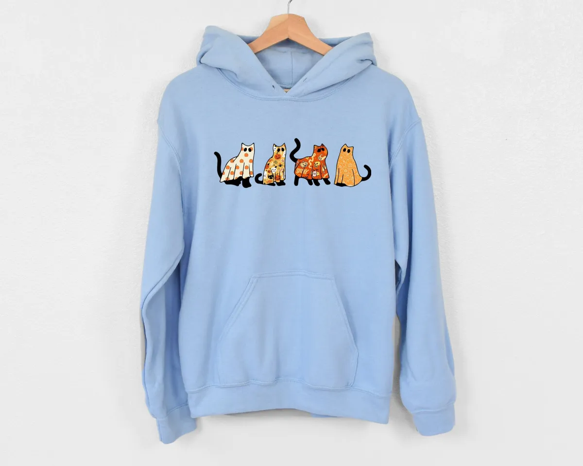 Ghost Cats Hoodie, Funny Halloween Sweatshirt , Halloween Cat Hoodie, Cat Lover Shirt, halloween Pullover, Unisex Crewneck, Unisex Hoodie