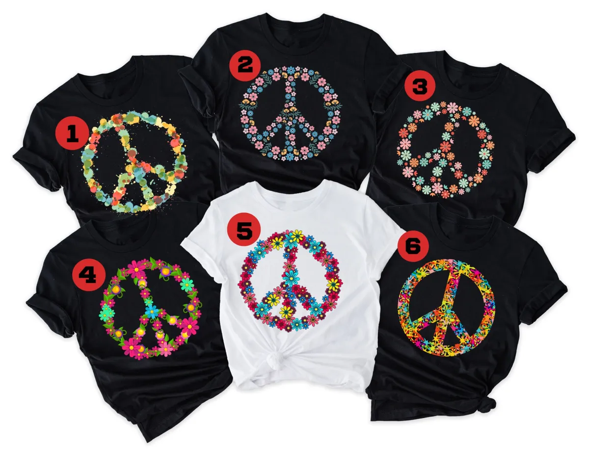 Love And Peace Shirt, Flower Hippie Shirt, Peace Sign Lover Floral Crop Tee, Festival T-Shirts, Wildflower Party Present, Botanical Gifts