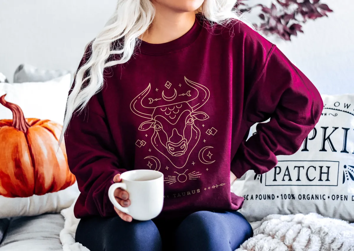 Zodiac Horoscope Sweatshirt, Taurus Zodiac Hoodie, Zodiac Sing Taurus Sweater, Birthday Gift for Interested in Astrology, Gift For Mother