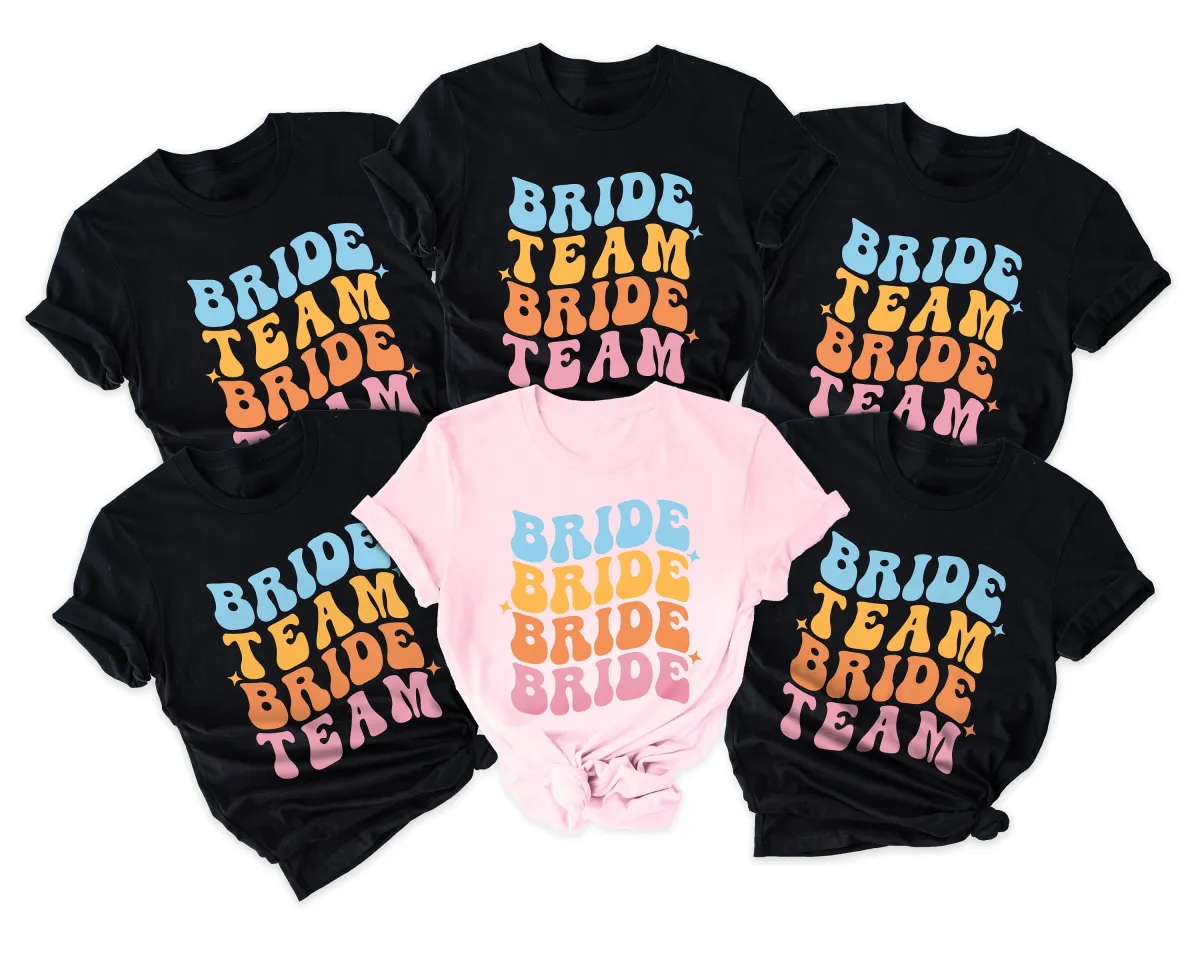 Retro Bride Bridesmaid Shirt, Retro  Bride Team Shirt Bridal Party Shirt, Groovy Bachelorette Theme Party Tee, Bride Team Shirt Groovy