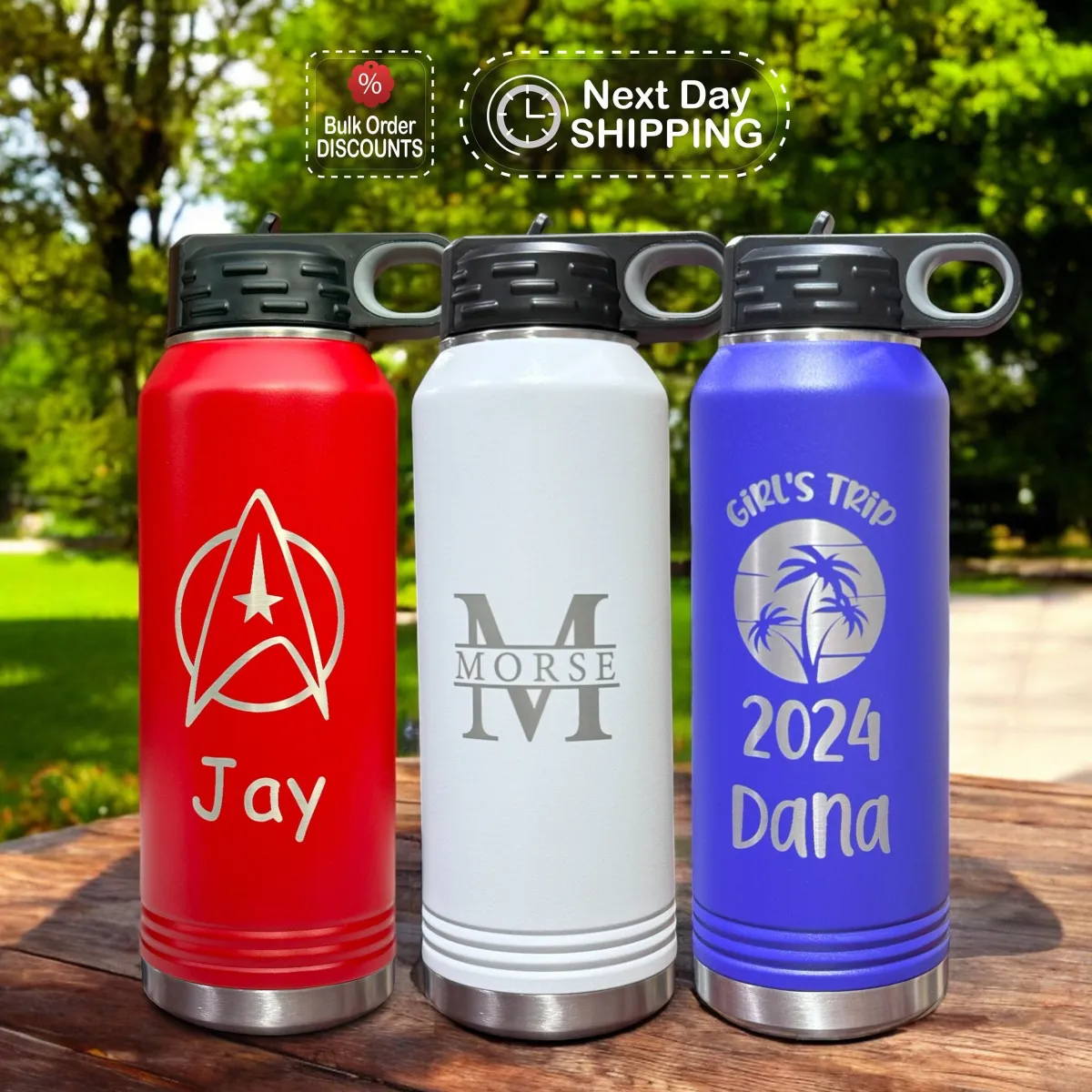 Personalized Laser Engraved Water Bottle With Custom Logo, Company Logo, Custom Text, Stainles Steel Insulated Water Bottle, Christmas Gift