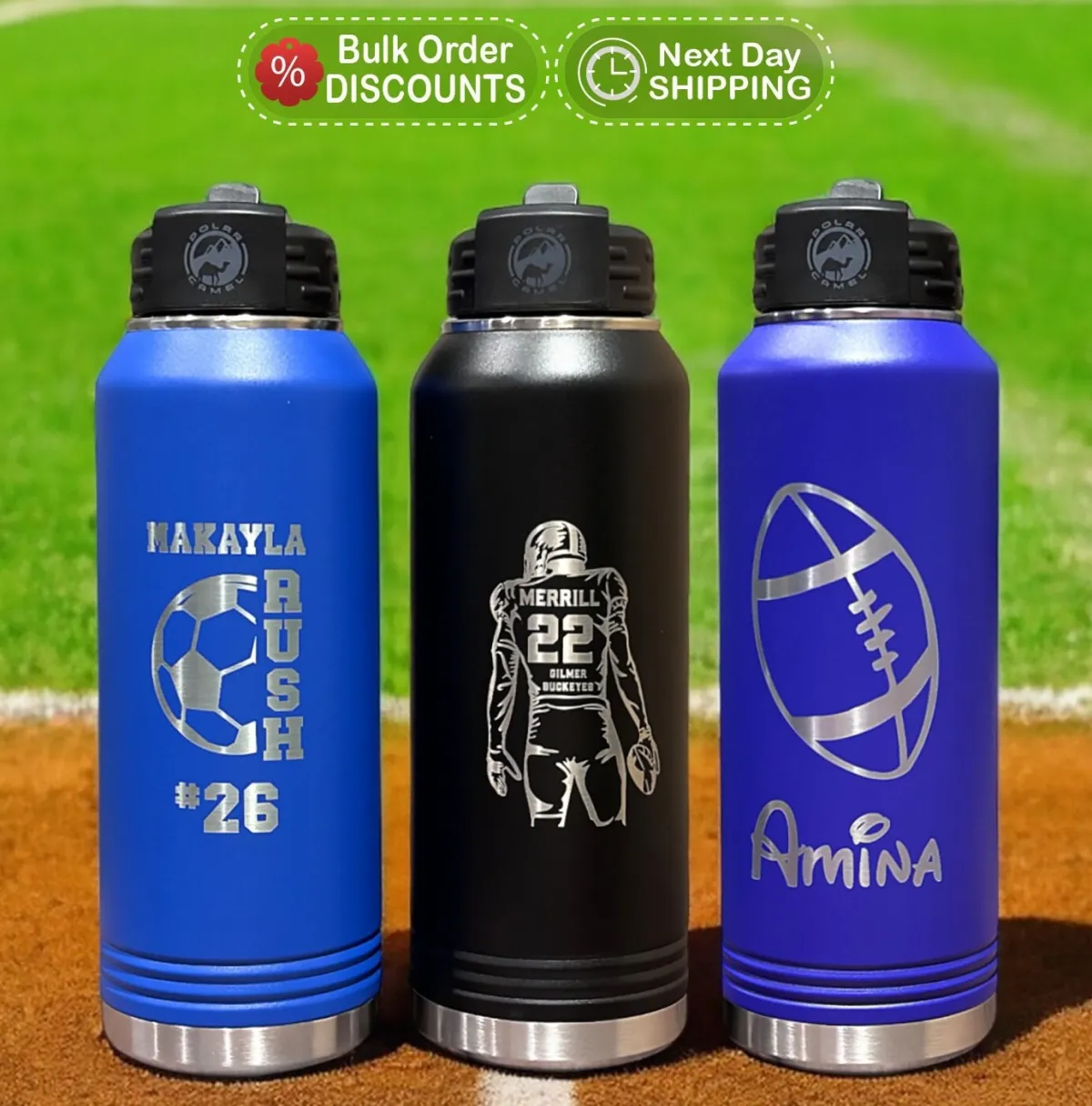 Personalized Football Custom Team Player Water Bottle, Sports water bottle, Personalized Football Team Gift, Football Water Bottle with Name