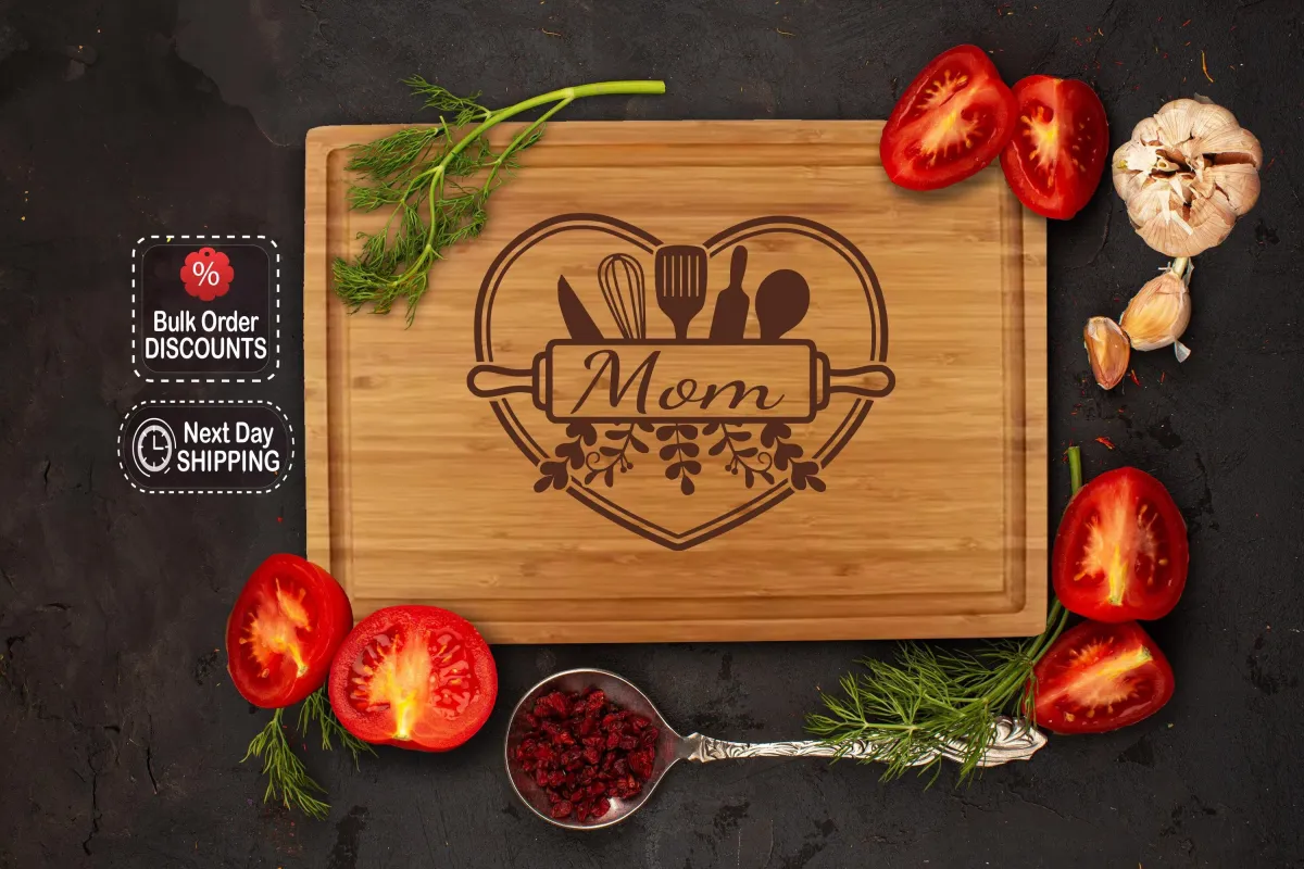Personalized Wood Cutting Board, Wedding Gift, Custom Logo cutting board, Housewarming gift, Mother Day Gift, Mom Gift, Laser Engrave Board