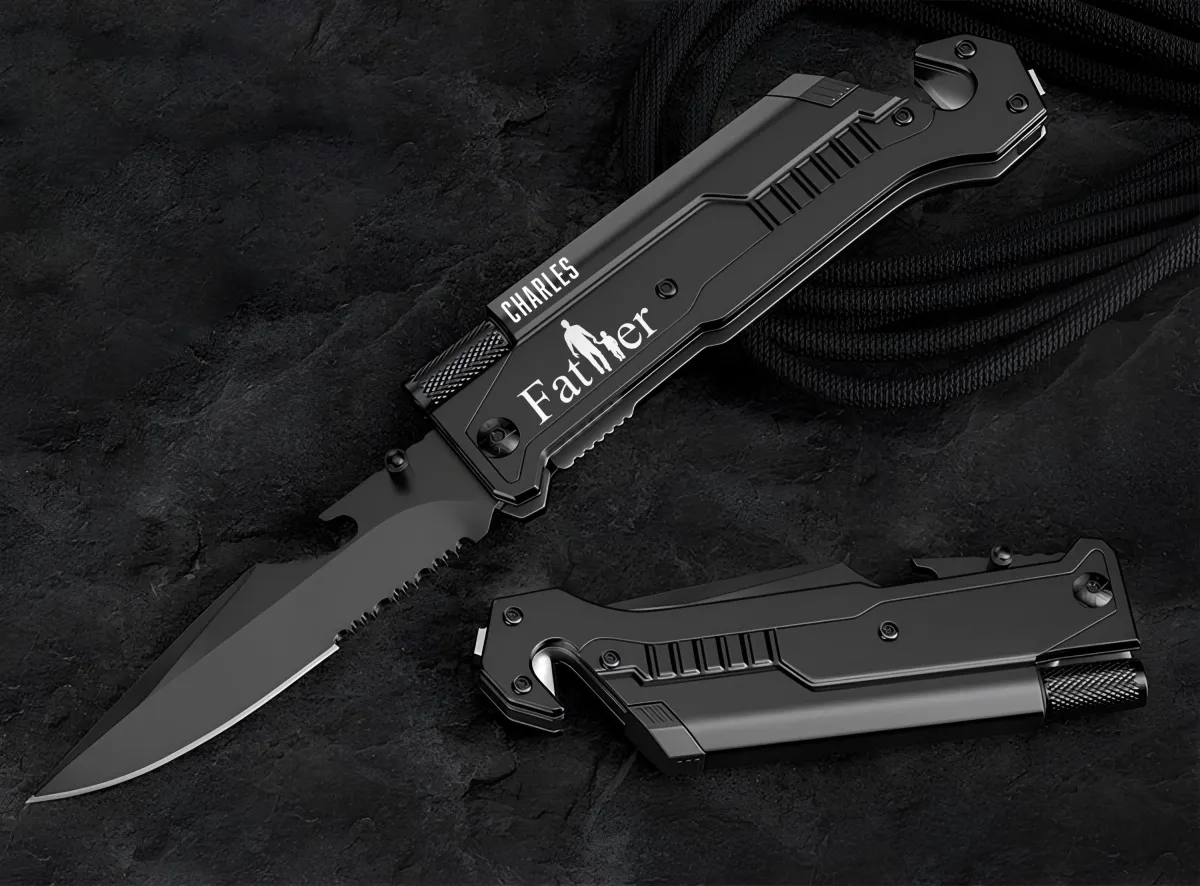 Personalized Pocket Knife with Name, Custom Engraved Folding Knife, Unique Gift for Father, Engraved Tactical Knife, Father's Day Gift Knife