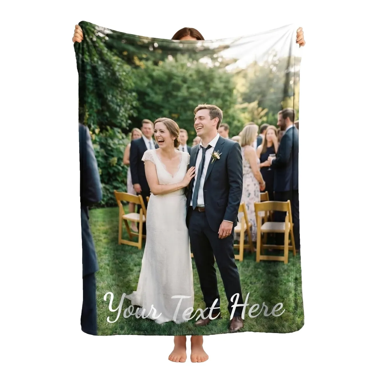 Personalized Photo Blanket with Text, Customized Blanket Throws with Picture, Gift for Mom Dad Couple Husband & Wife
