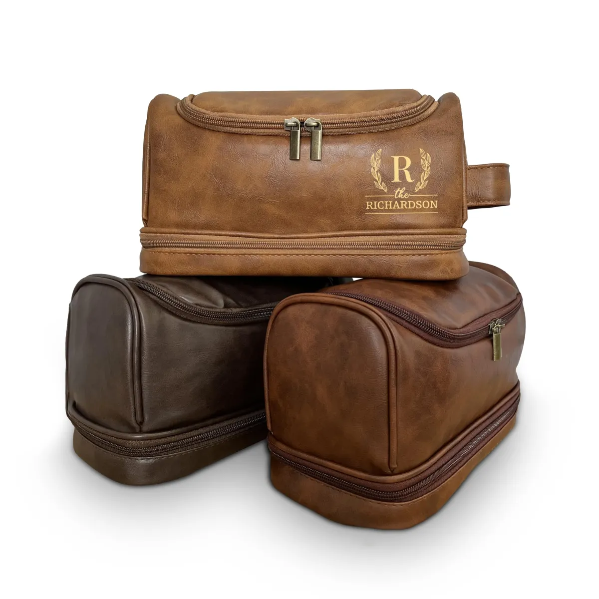 Personalized Travel Leather Toiletry Bag for Men, Custom Waterproof Toiletry Bag, Gift for Men Dad Husband Lover, Hanging Travel Bag