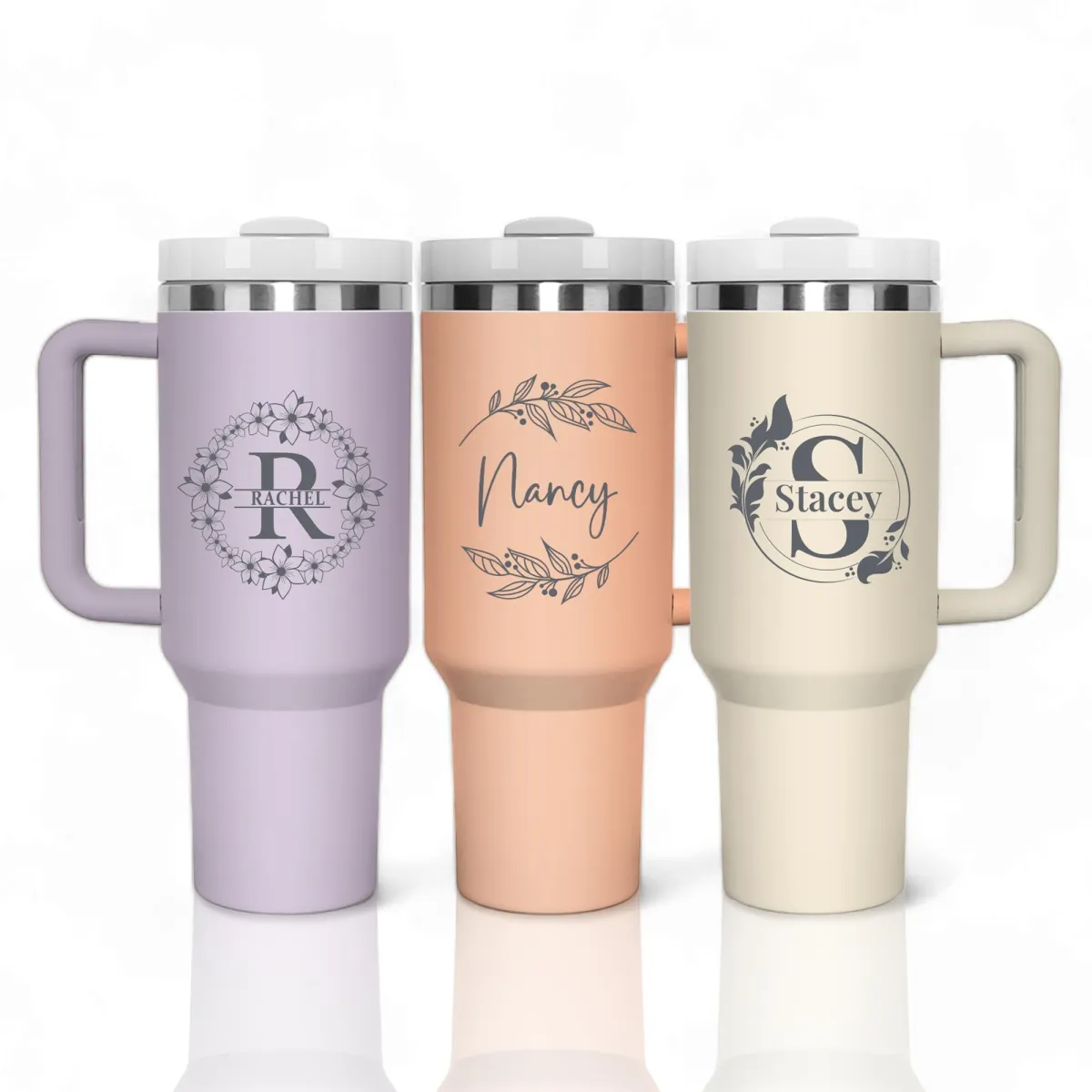 Personalized Tumblers 40 Oz with Names, Custom Stainless Steel Tumbler and Travel Coffee Mug with Lid and Straw
