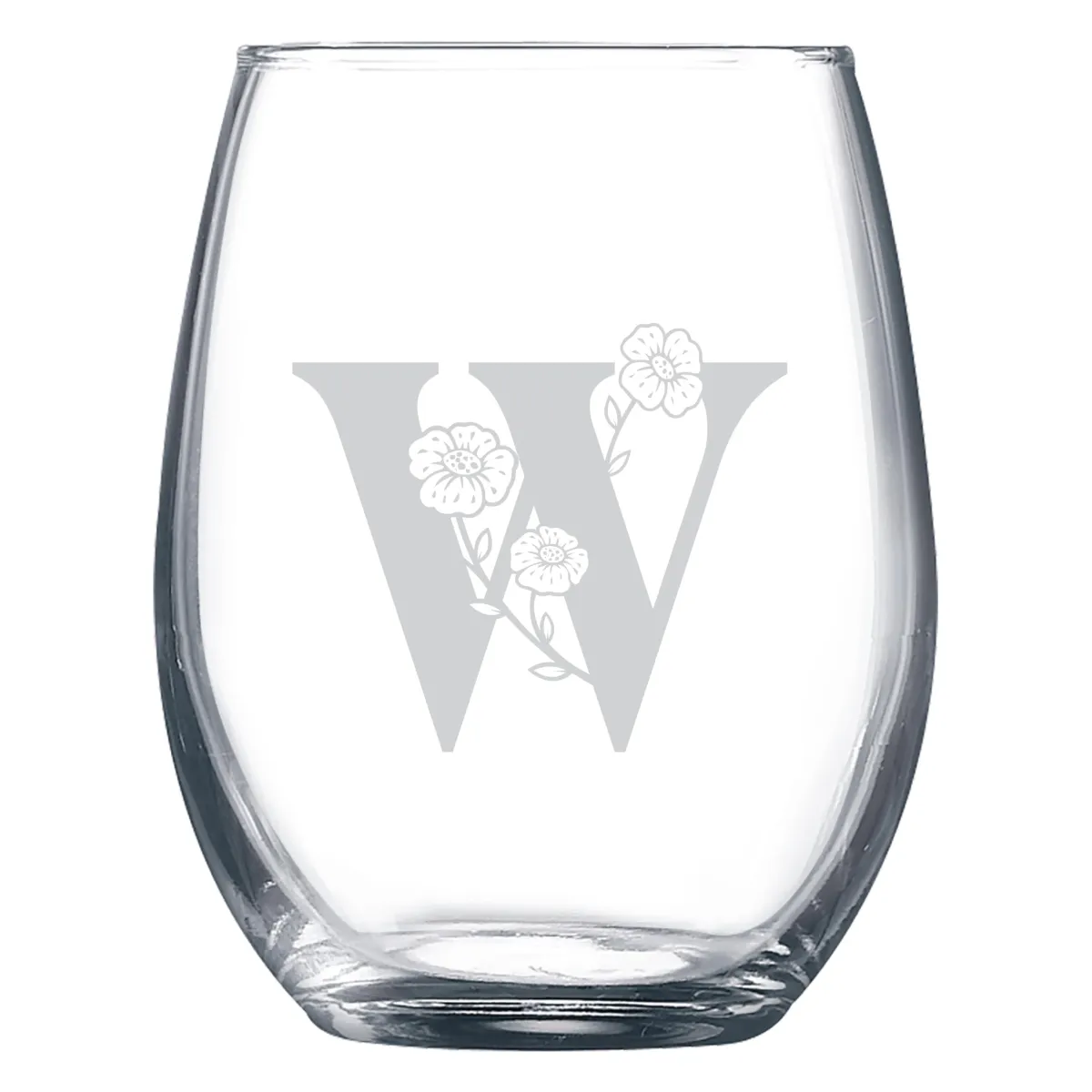 Personalized Birth Flower Stemless Wine Glass, Custom Engraved Floral Wine Glass with Name, Gift for Mom, Bridesmaids, Birthday or Christmas