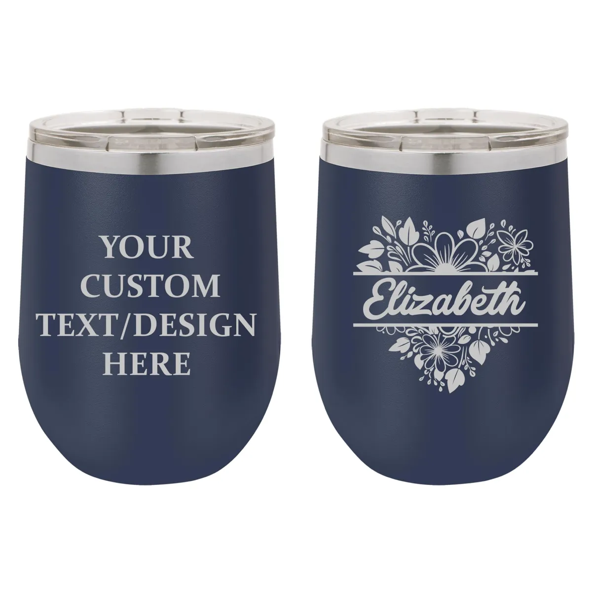 Personalized 12 oz Insulated Stemless Wine Tumbler with Lid
