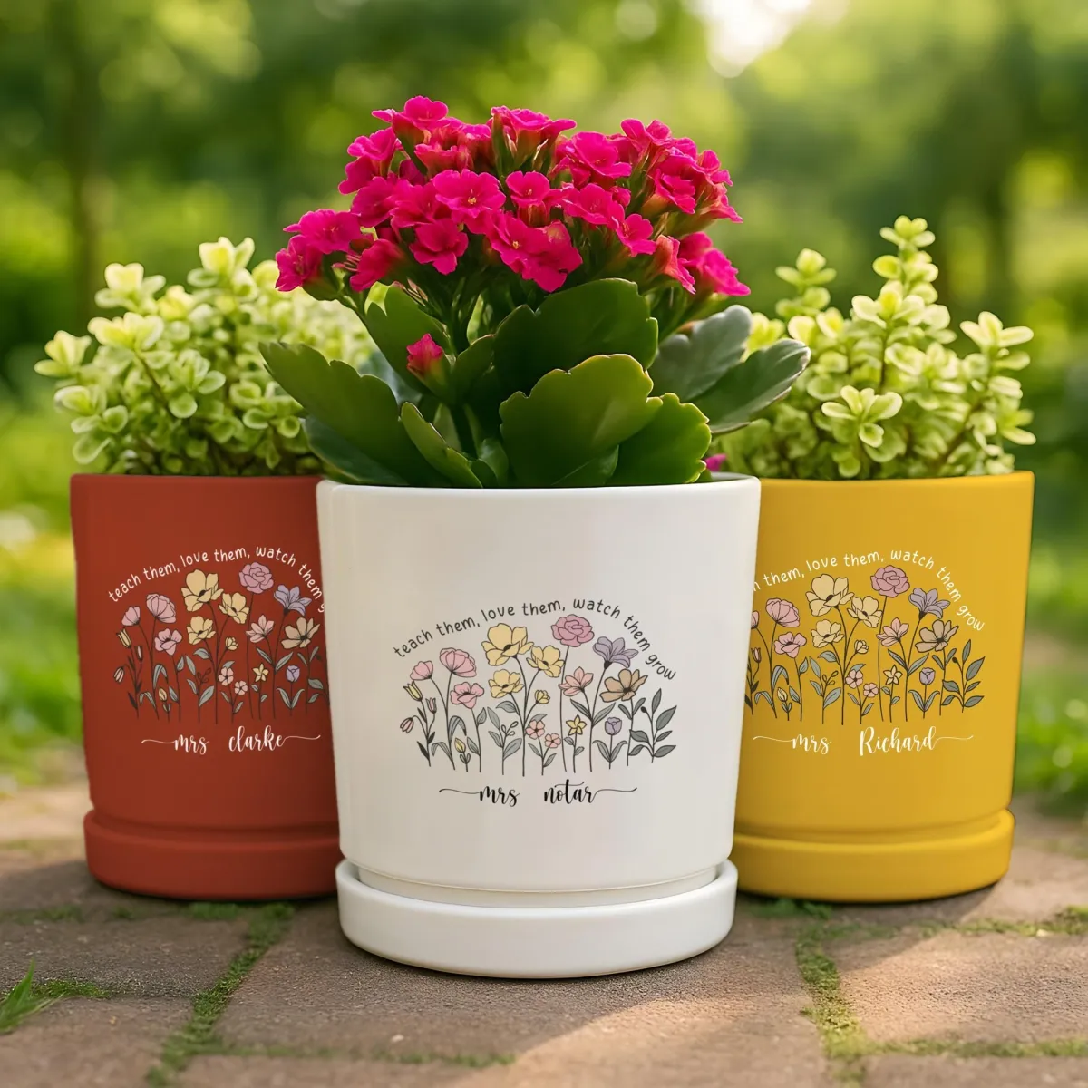 Teacher Appreciation Plant Pot, Custom Floral Pot, Teach Them Love Them Watch Them Grow, Personalised Teacher Gift,Gardening Gift