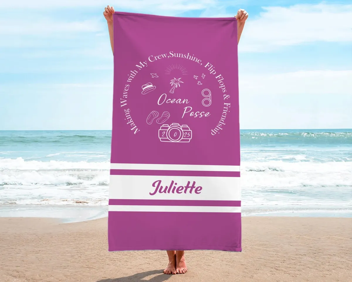 Girls Trip 2025 Beach Towel, Girls Weekend Gift, Girls Beach Trip, Family/Friends/Besties/Sisters Trip Beach Towel, Summer Vacation Gifts