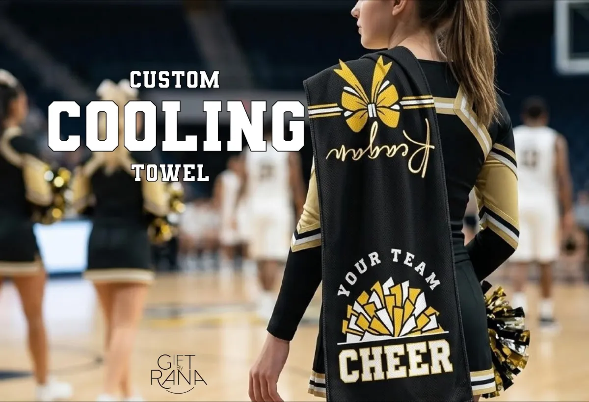 Personalized Cheerleading Cooling Towel, Custom Team Name & Colors Mesh Towel, Cheerleader Gift, Squad Spirit Gear, Custom Name Neck Wrap