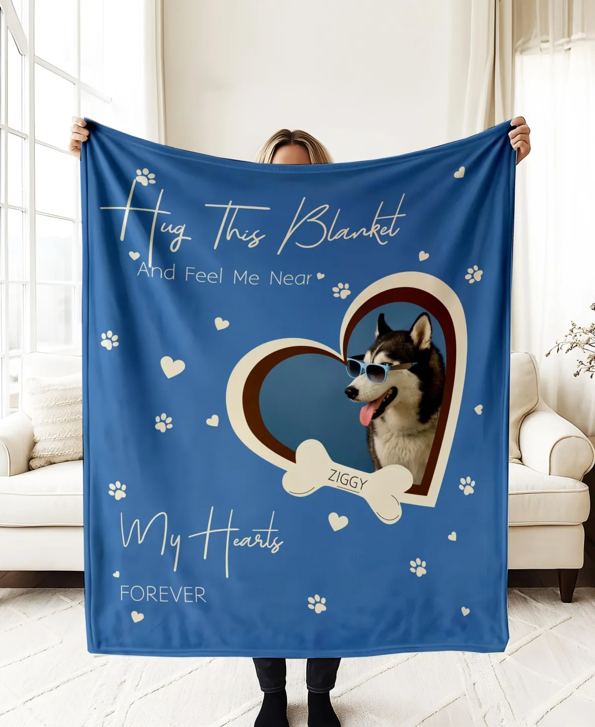 Personalized Dog Memorial Photo Blanket Gift, Dog Loss Pet Memory Gifts, Pet Loss Keepsake Remembrance Gift For Dog Mom Dad Bereavement Gift
