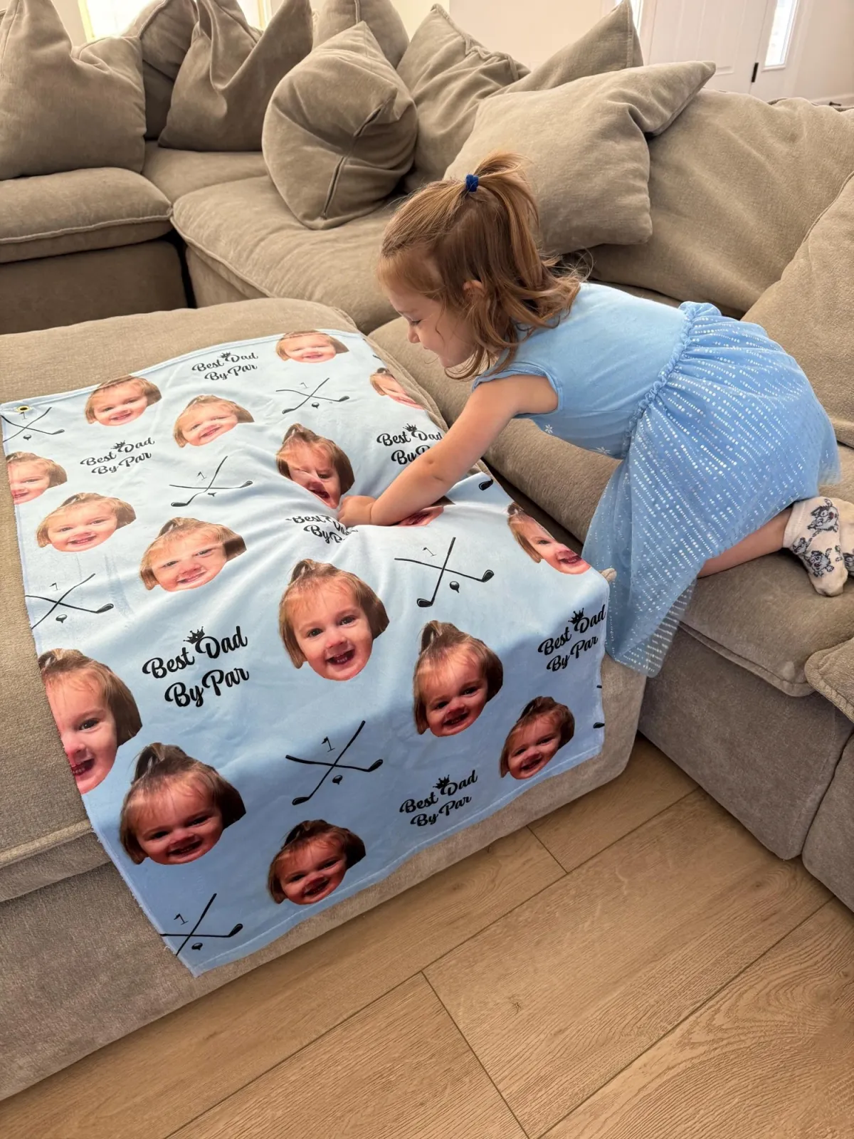 Personalized Golf Towel With Kids Picture, Custom Golf Gift For Dad, Golf Lover Gift, Father's Day Gift For Him, Golf Rag With Name