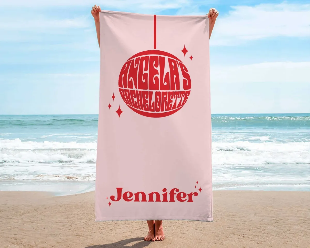 Last Disco Bachelorette Party Towel, Bridesmaid Gift, Bachelorette Part Favors, Bridal Shower Gift, Pool Party Towel, Custom Beach Towel