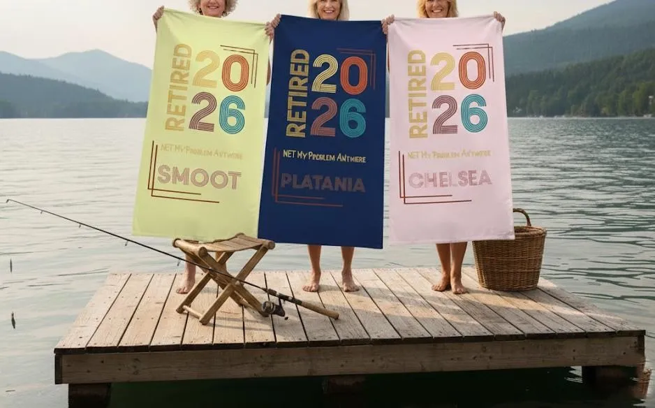 Funny Retirement Beach Towel, Retired Not My Problem Anymore, Summer Vacation Gift, Retired Life Towel