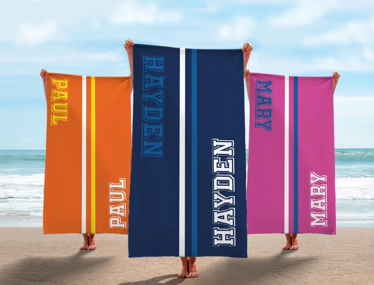 Team Members Name Personalized Beach Towel, Custom Name Beach Towel, School Team Name Towels, Towel For Sport Teams, Baseball Team Towel