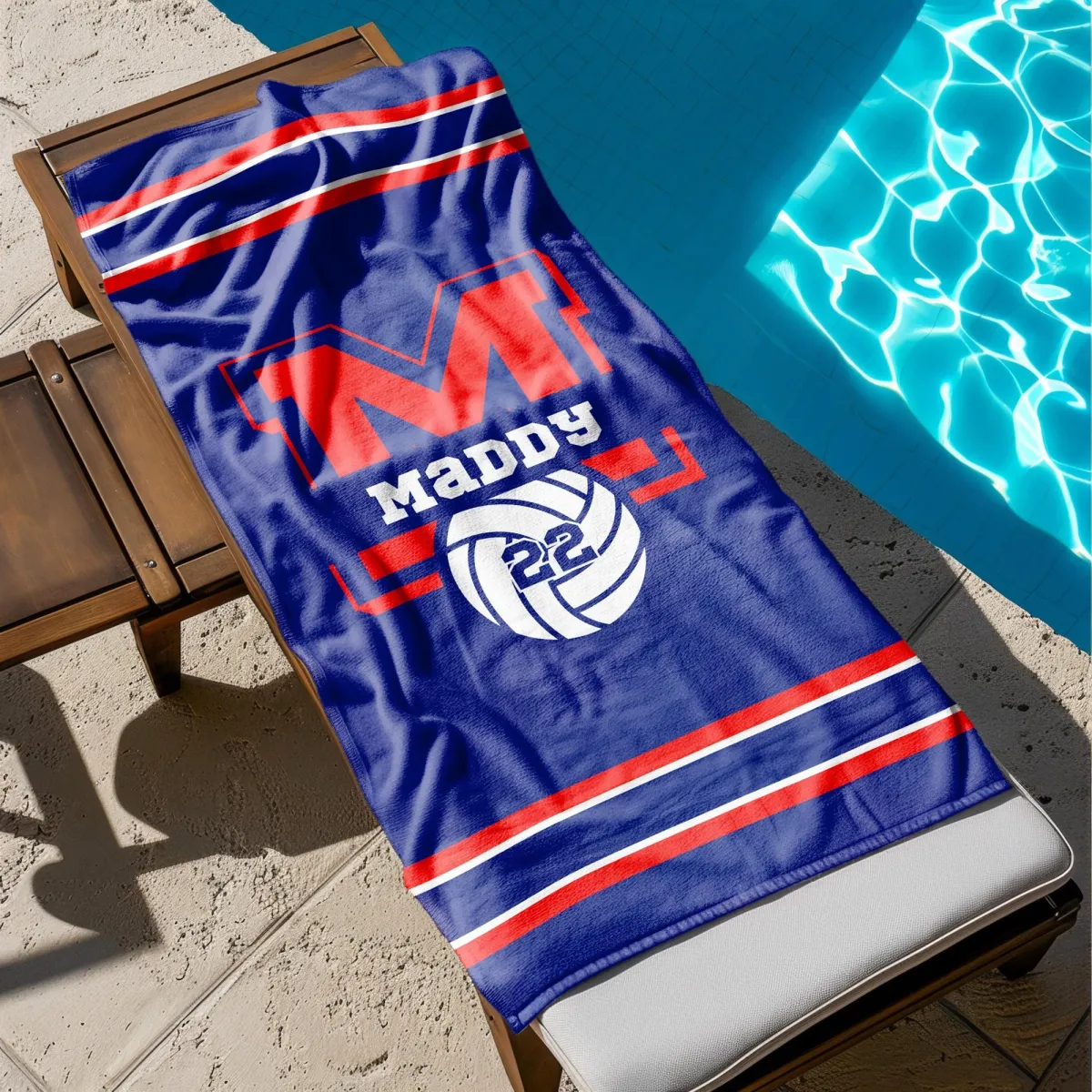 Custom Volleyball Team Towel, Personalized Team Gift, Graduation Gift, Sport Beach Towel, Custom Pool Towel, Birthday Gift, Vacation Gift