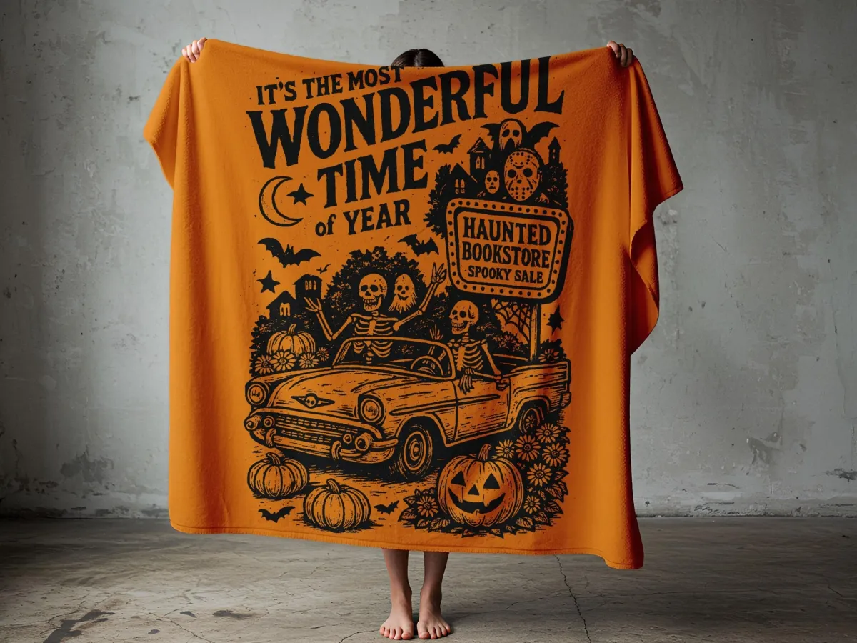 It's the Most Wonderful Time of the Year Halloween Blanket, Funny Retro Halloween Throw, Vintage Spooky Fall Blanket, Halloween Home Decor
