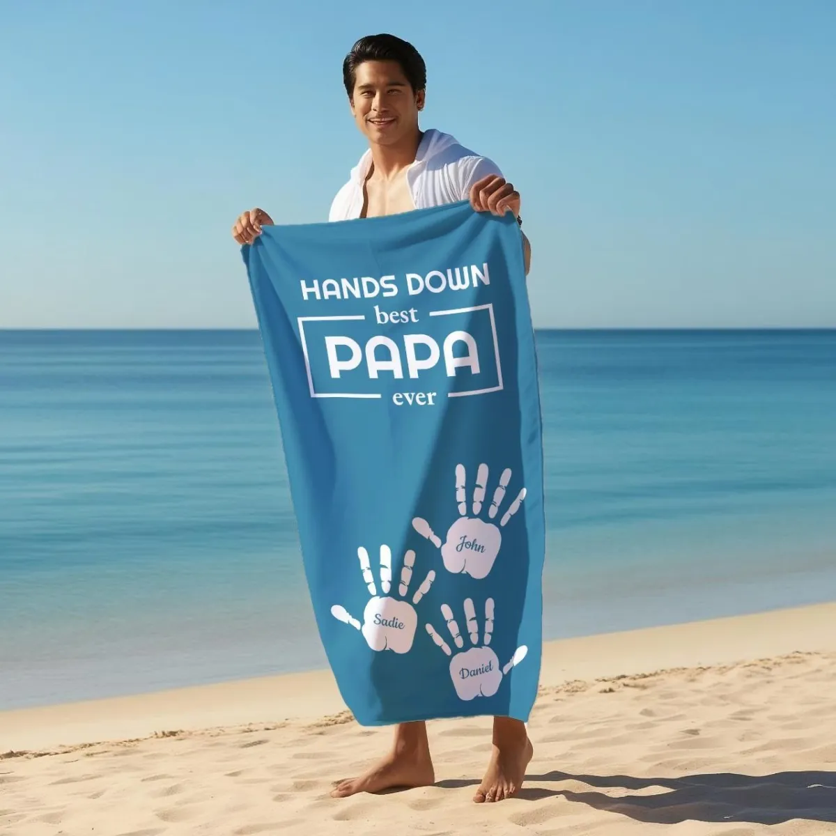 Custom Dad Towel Personalized with Kids' Names, Best Father’s Day Gift from Children, Funny, Unique & Heartwarming for Daddy, Papa or Baba