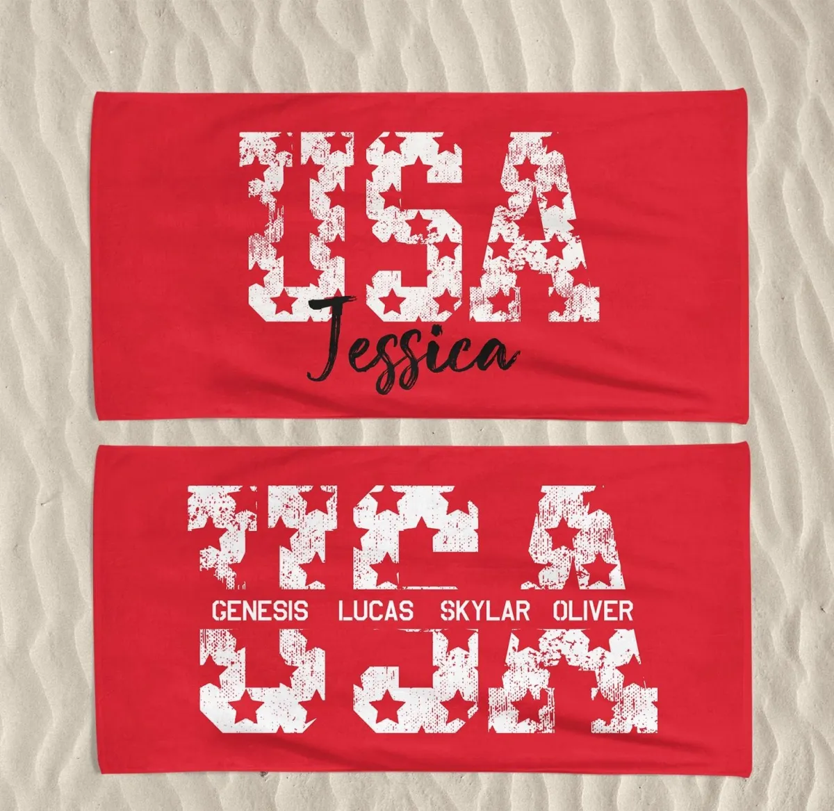 USA Flag Custom Name Beach Towel 2025, Personalized American Towel, Custom US Flag Towel, 4th of July Gift, Beach Towel with Name