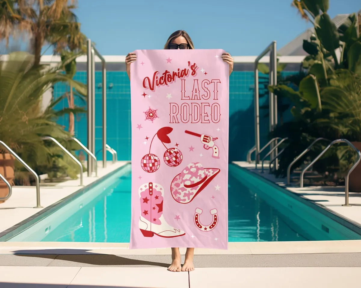 Last Rodeo Bachelorette Towel, Custom Bride and Bridesmaids Towels, Cowgirl Beach Towel, Last Disco Beach Towel, Western Theme Bachelorette