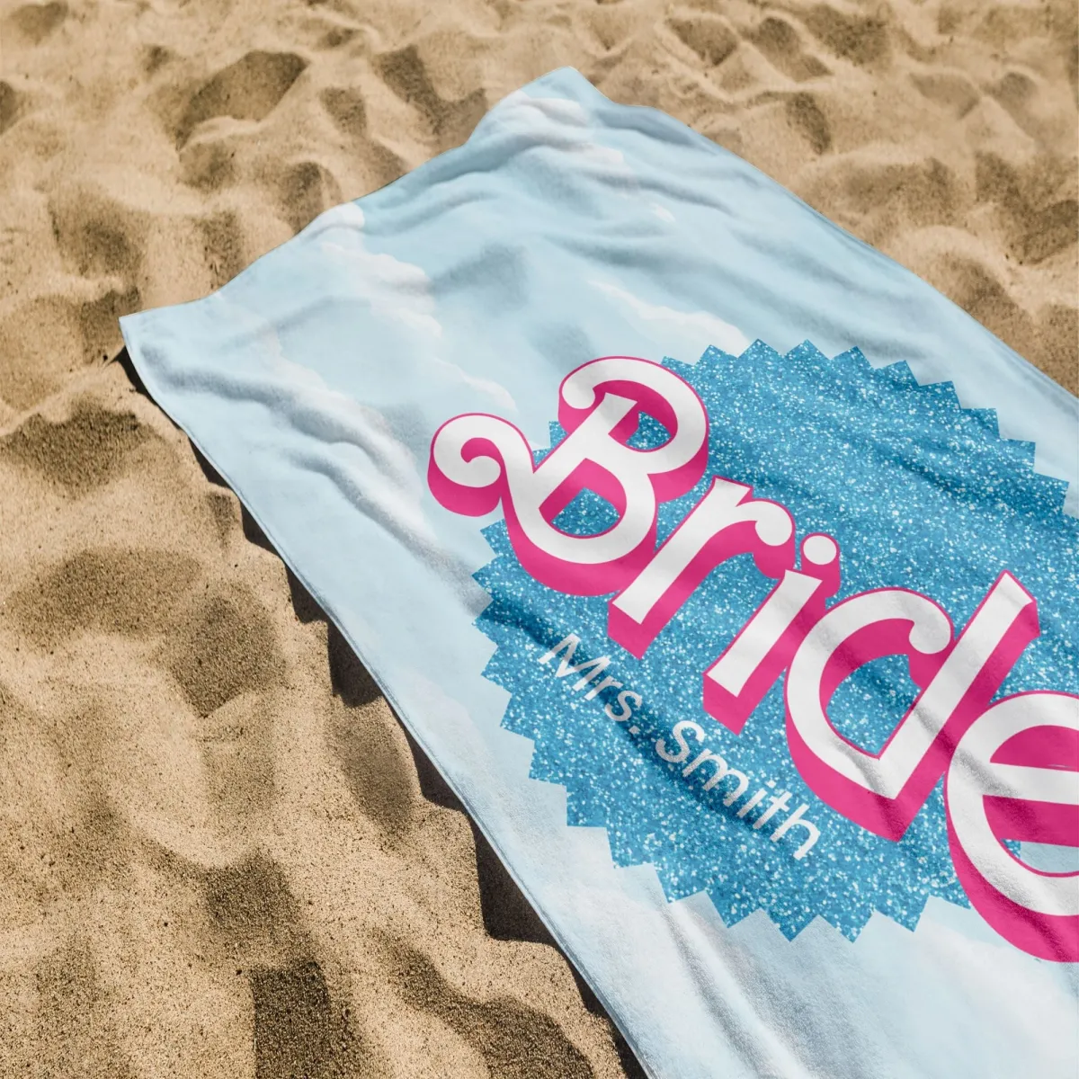 Custom Beach Towel, Personalized Let's Go Party Towel, Pink Pool Towel Gift for Kids, Birthday or Bachelorette Favor