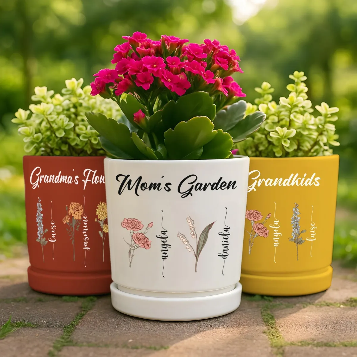 Grandma's Garden Gift for Grandma,Personalised Indoor Flower Pot,Mother's Day Gift,Birth Month Flower Personalized Flower Pot,Gardening Gift